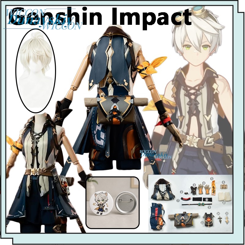 Anime Cosplay Merchandise - Genshin Impact Bennett Cosplay-outfit met pruik