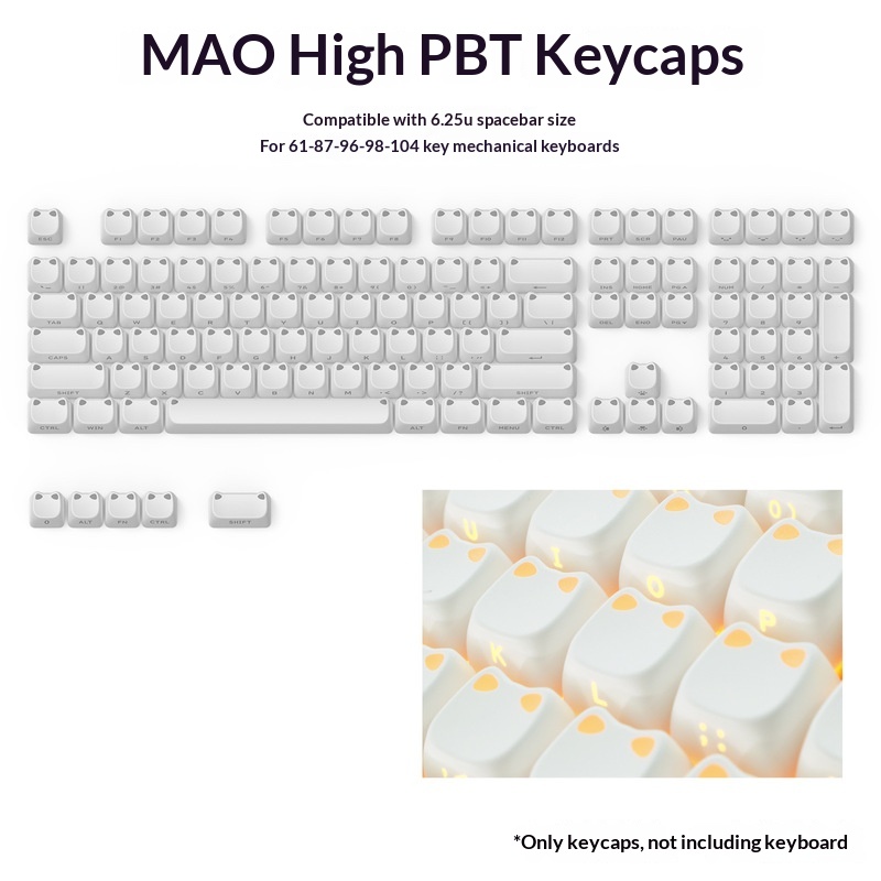 113 Key MAO Cute Cat Ear Trans - Keycap Artisan Anime recensie en prijs